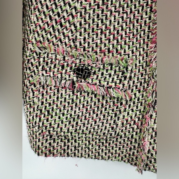 Talbots jacquard sweater jacket suit separate size 12P green pink brown - Picture 6 of 14